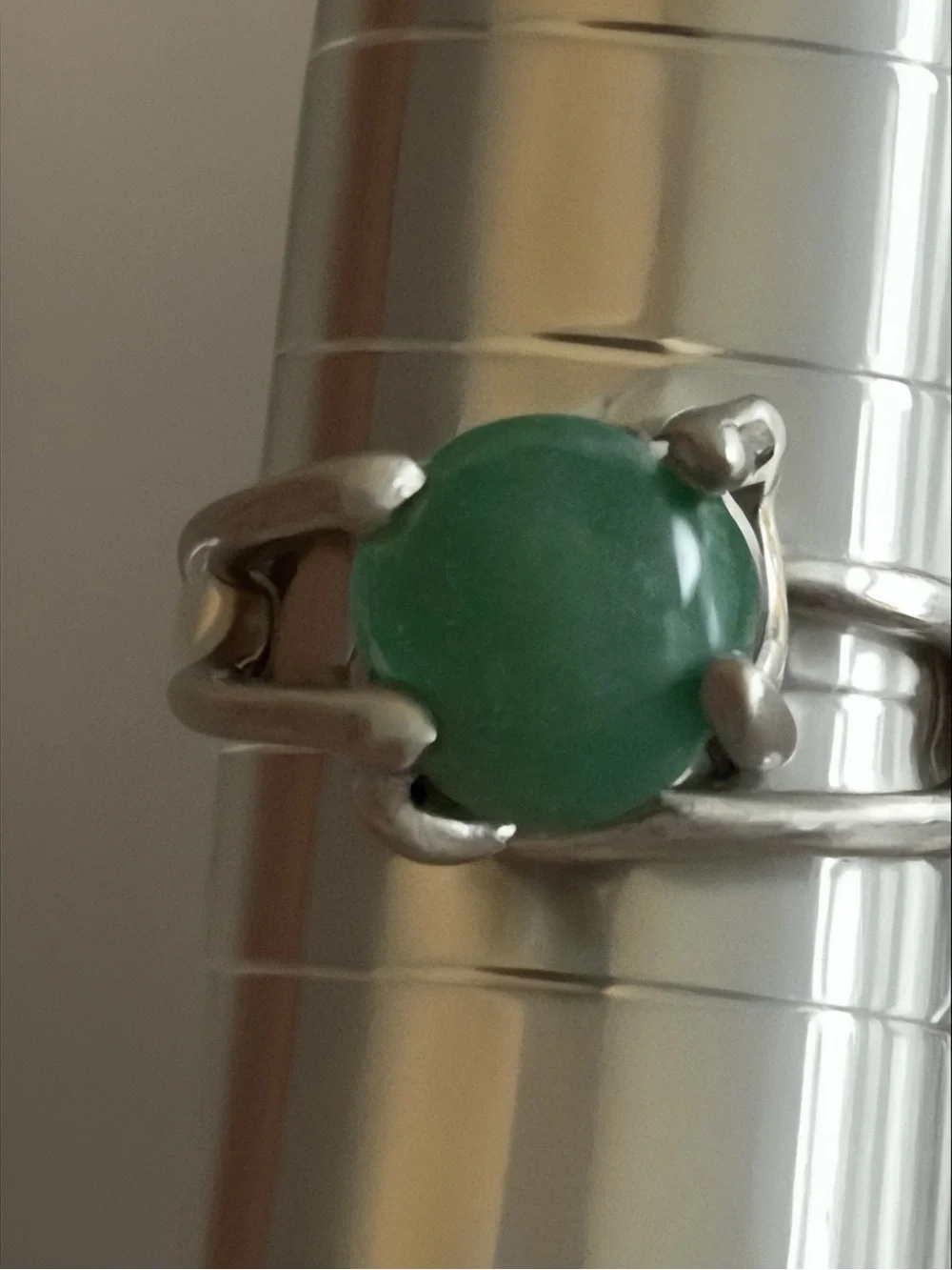 Green Stone Sterling-Color Ring - Women Jewelry